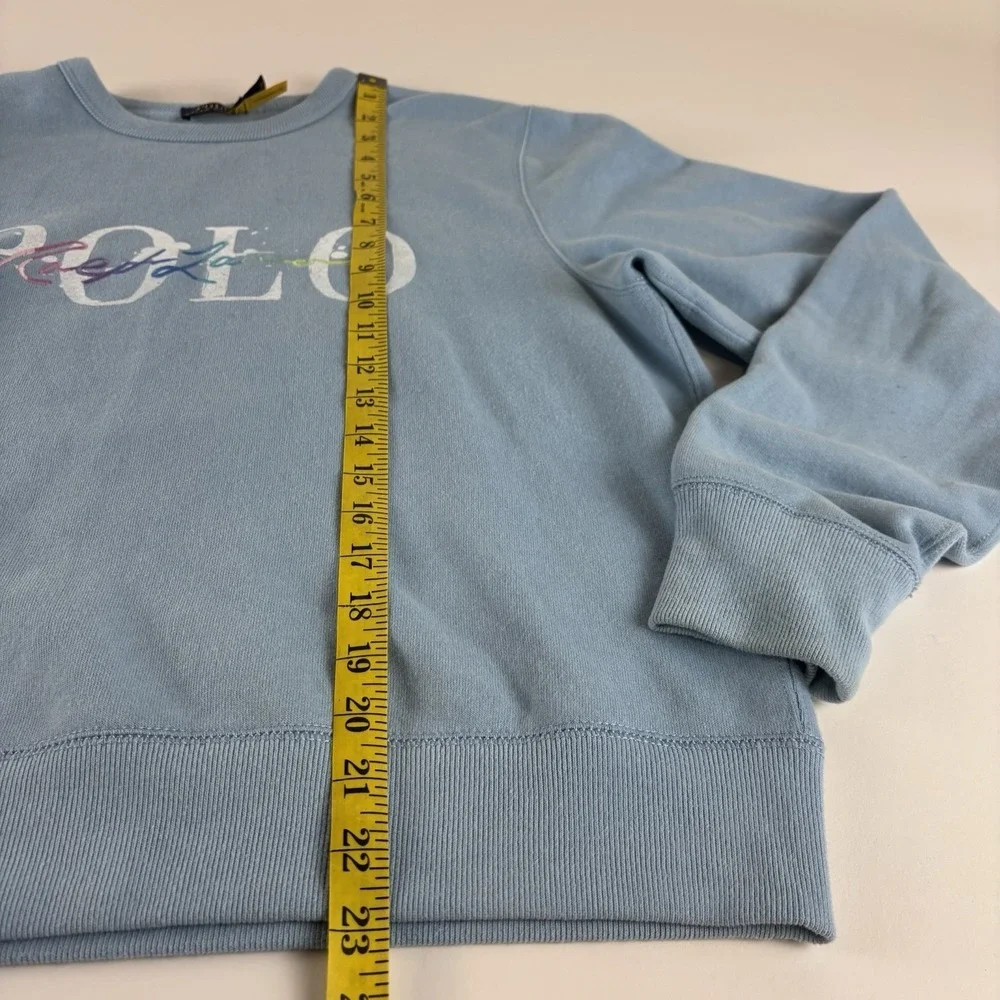 Polo Ralph‎ Lauren Sweatshirt Youth Large Blue Logo Pullover Women's Small Boxy